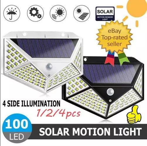 100 LED Solar Lamp Power PIR Motion Sensor Wall Lights Outdoor Garden Waterproof