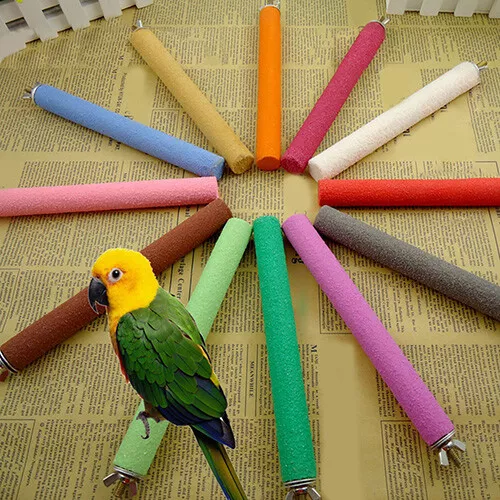 5 Sizes Colorful Pet Bird Cage Perches Stand Platform Chew Toy for Parrot Bites