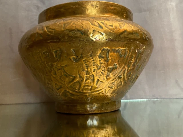 Cache-pot en laiton bronze Perse XIXe 9