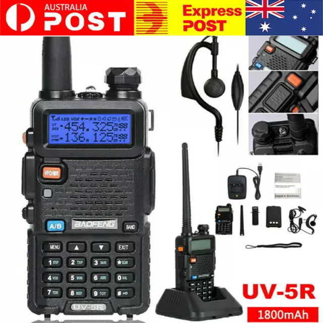 Handheld UV-5R Walkie Talkie Dual Band UHF VHF Two Way FM Ham Radio High Power