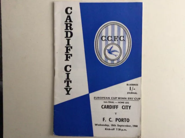 cardiff city v f.c.porto european cup winners cup programme 18/9/1968