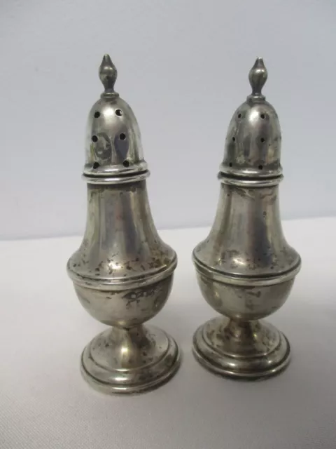 Pair Of Antique Canada Acme Sterling Silver Footed Salt & Pepper Shakers 841