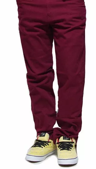 mens burgundy red work hospital vet NHS etc trousers, smart sewn in crease.