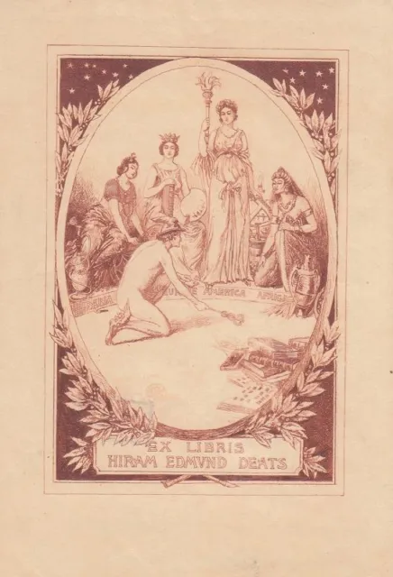 Exlibris Bookplate Gravure sur Cuivre Edmund Henry Garrett 1853-1929 Mercure Nu