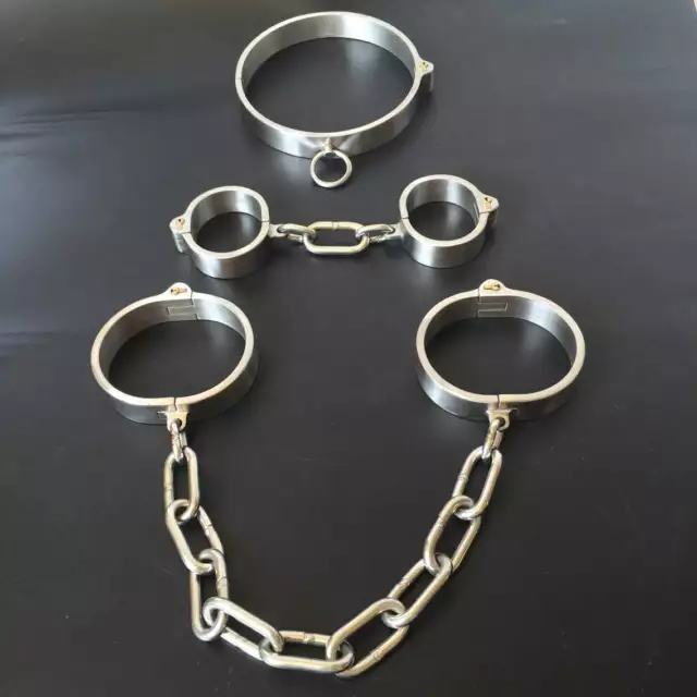 New Stainless Steel Collar Wrist Ankle Cuff Restraints heavy duty Slave Shackles