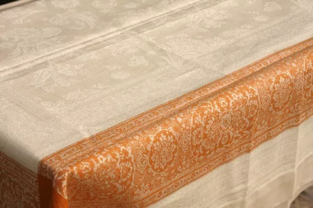 Très belle nappe 100%lin JARDIN FLEURI caramel