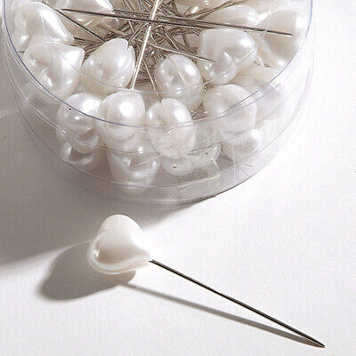 Rosas agujas 36x herzpin dekopin perlas agujas alfileres boda corazón blanco 12mm