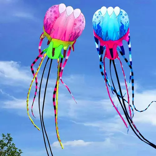 3d kite jellyfish soft kite nylon ripstop with handle line outdoor toy 2021