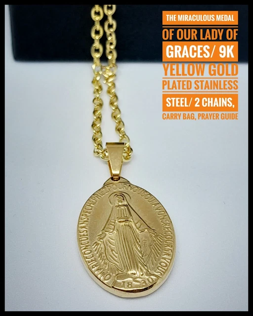 MIRACULOUS MEDAL OF Our Lady Of Graces Pendant Necklace +bag, cloth ...