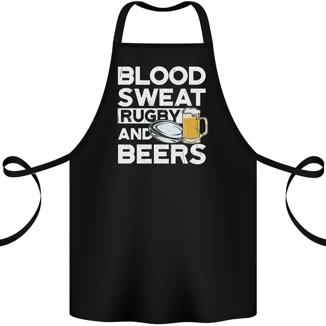 Blood Sweat Rugby and Beers Funny Cotton Apron 100% Organic