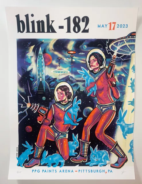Blink 182 Poster Pittsburgh PPG Paints Arena 2023 Silkscreen X/50 Official S/N Blink 182 Poster Pittsburgh PPG Paints Arena 2023 Silkscreen X/50 Official S/N