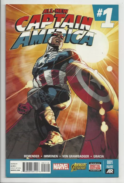 ALL NEW CAPTAIN AMERICA #1 (2nd PRINT) VARIANT Falcon Winter Soldier 2015 NM- NM