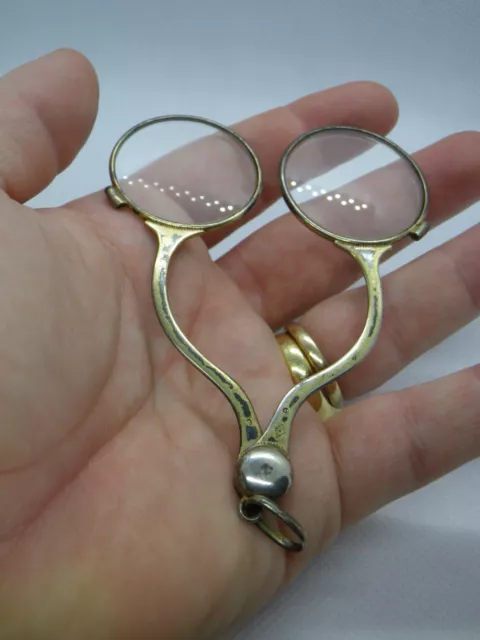 ANCIENNE LUNETTE CISEAUX "INCROYABLE" OPTIQUE LORGNON LORGNETTE ARGENT - 19ème