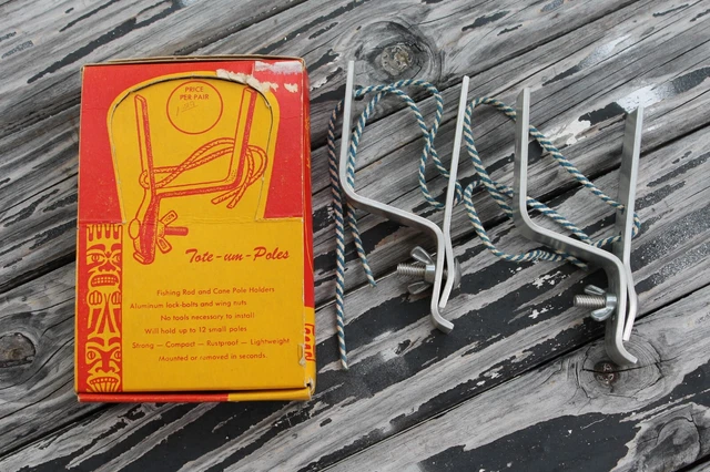 Vintage Drip Rail Fishing rod pole holder carrier rack roof mount Vintage Drip Rail Fishing rod pole holder carrier rack roof mount