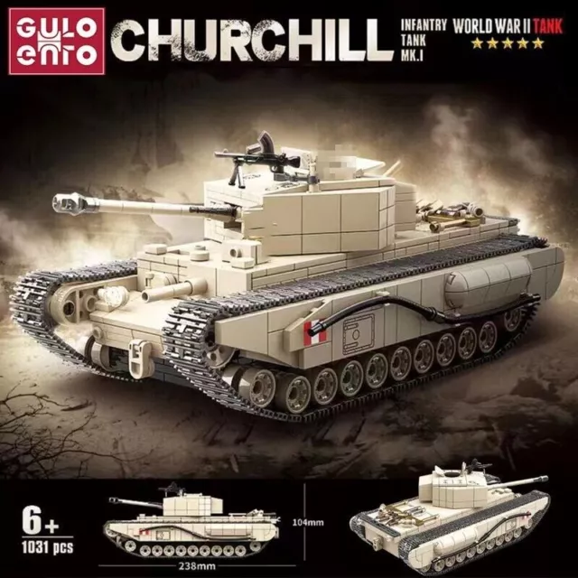 Building Blocks MOC Military WW2 Churchill Infantry UK Tank Brick Model Kids Toy