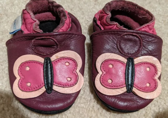 EUC Robeez 0-6 Butterfly Maroon Pink