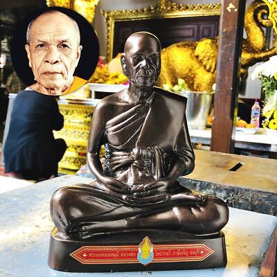 Large Bronze Monk Statue Meditation Lp Sod WatPakNam Be2550 Thai Amulet #16418