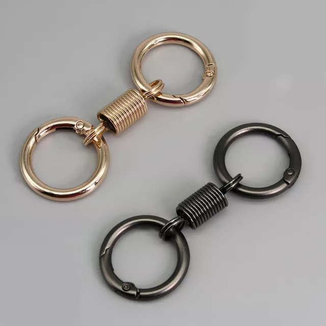 Personnalité Spring Double Coil Keychain Carabiner Buckle Key Rings Anti--L:bj 3