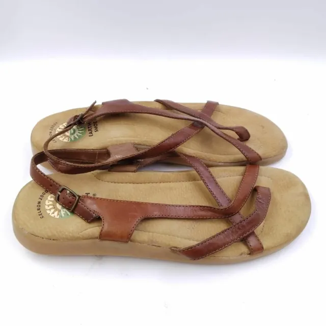 Earth Shoe Dolphin Womens Brown Leather Casual Slingback Thong Sandal Size 8.5