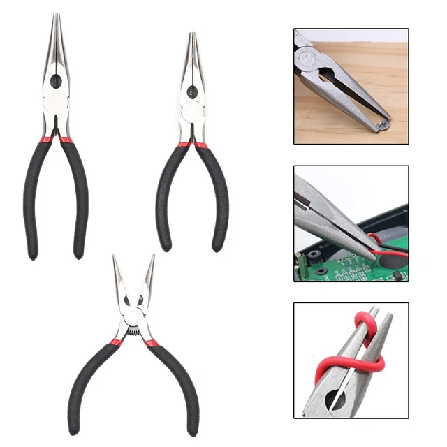 Lot de 3 pinces à bijoux roses à aiguille ronde et à bec diagonal en