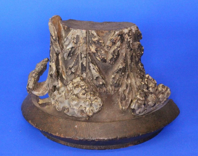 3 Decorative cast iron Architectural pieces on wood, Height 4" Width 6" [18945]