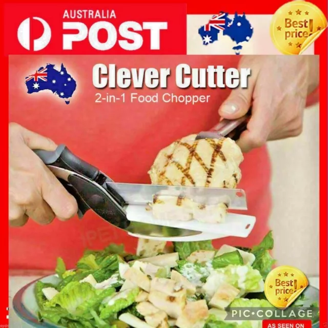 Trendy 2-in-1 Knife Clever Crazy Cutter Cutting Board-Scissors Tool Food Chopper