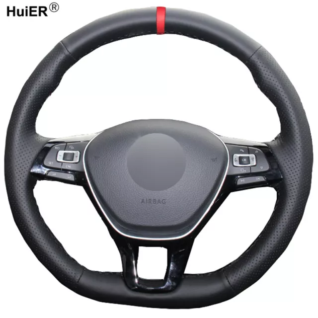 Hand Sewing Car Steering Wheel Cover For Volkswagen VW Golf 7 Mk7 New Polo Jetta