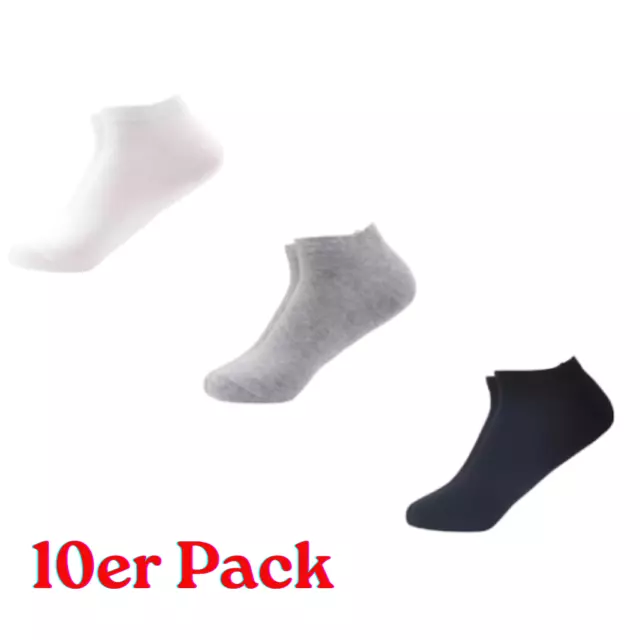 Sneaker Socken Herren Damen 10 Paar Baumwolle Sport Freizeit Füßlinge Unisex