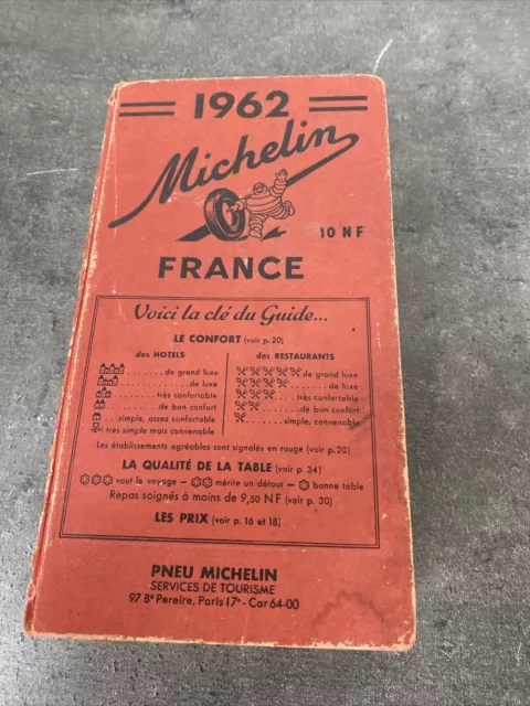 Ancien Guide Rouge Michelin 1962 France Restaurants Vintage