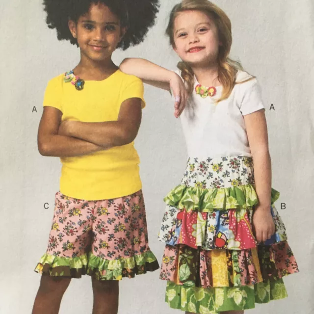 Butterick 5777 Top Short Skirt Girls Children Sz 2-5 Sewing Pattern UNCUT