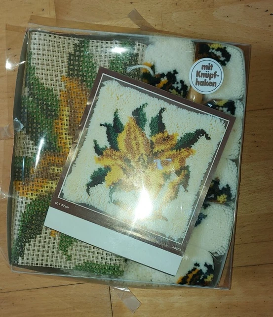 Knüpfpackung Kissen Knüpfkissen knüpfen mit Knüpfhaken Blume gelb NEU