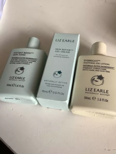 Set da viaggio Liz Earle ✈️ brillante, crema gel boost tonico istantaneo nuovo