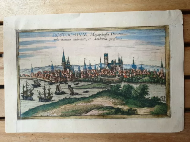 Kupferstich Rostock 1580 dargestellt ist wohl Wismar Braun Hogenberg engraving