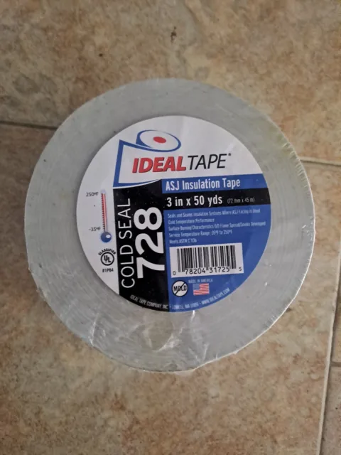 Ideal Tape. LAJ Installation Tape. 3"×50 Yrd. Cold Seal 728