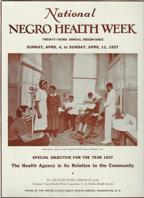 1937~Black Americana~Vintage Poster for 23rd African American Health Week~8 x 11 1937~Black Americana~Vintage Poster for 23rd African American Health Week~8 x 11