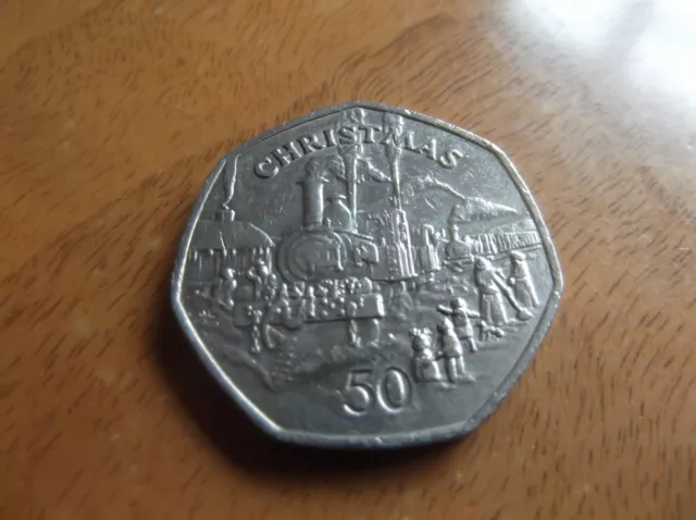 50p Isle of Man 1984 Christmas coin, Steam Engine No.1 Sutherland