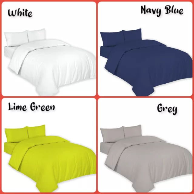 Plain Dyed Duvet/Quilt Cover with Pillowcases Bedding Set Lime Green,Grey,White