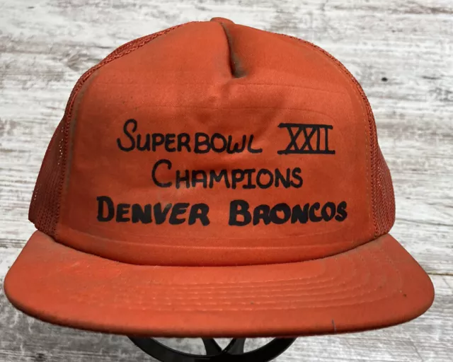 Vintage NFL Super Bowl XXII 22 Hat Orange Snapback Hat Cap Denver Broncos
