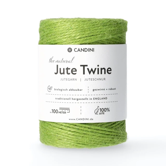Jutegarn - grün, 100m, 2-3mm Jute - Schnur Kordel Paketschnur Bastelschnur Deko