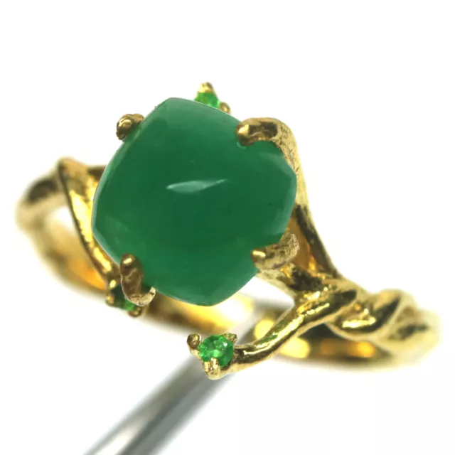 Non Chauffé Vert Émeraude & Tsavorite Grenade Bague 925 Argent Taille 5.5