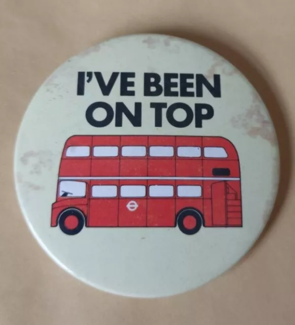 LONDON RED DOUBLE-DECKER BUS Vintage 1970s Collectors Advertising Pin Badge 55mm