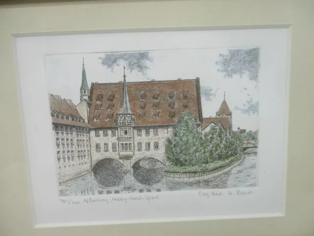 Radierung "Nürnberg Heilig Geist Spital" Lim. 181/300 signiert R. Beloch 2