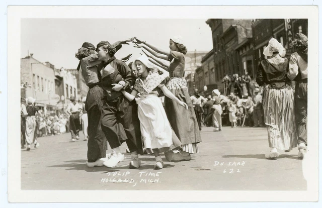 RPPC - Holland, Michigan Tulip Time, People in Native Dress Dancing - C.1930s