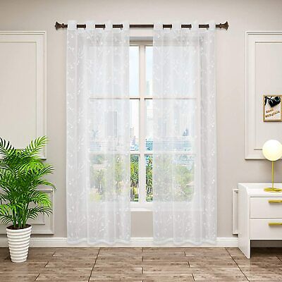 BIANCO ricamata voile Tende per camera da letto soggiorno sipario ROLLO CUSTOM 