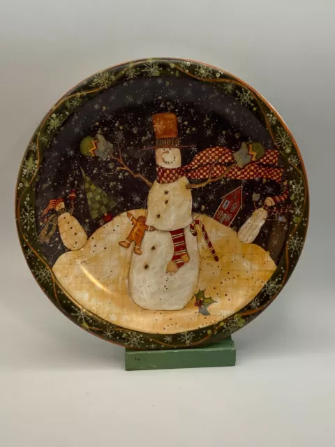 Certified International Folk Snowman Dinner Plate (s) Susan Winget Christmas