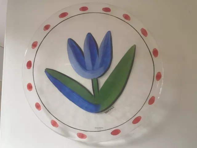 Kosta Boda Glass Art Cobalt Blue Tulip Plate By Ulrica Hydman-Vallien
