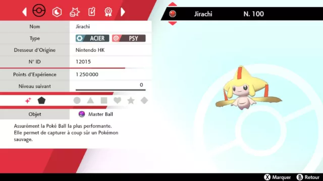 Pokemon JIRACHI SHINY 6iv niveau 100 (épée/bouclier)