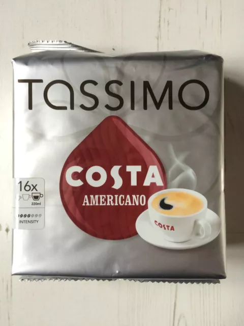 Tassimo Costa Americano Coffee 1 Pack 16x Large Cup Size 220ml T Disc Pods