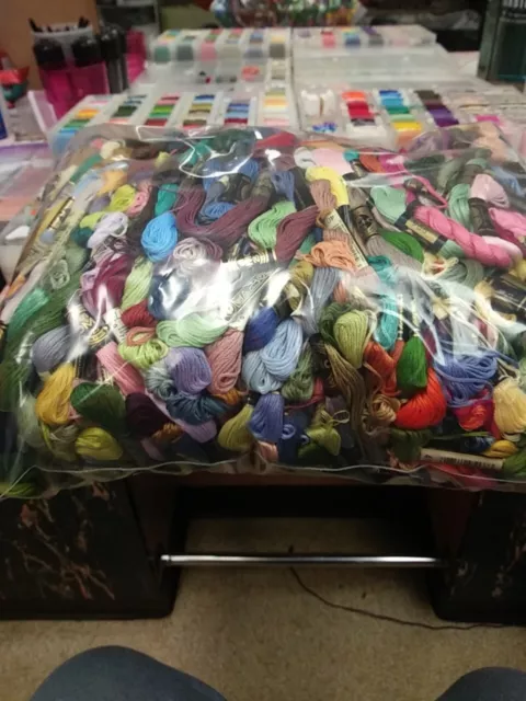 NEW LARGE LOT 1200+ Skeins DMC/others Embroidery Floss Multiple Colors Cards