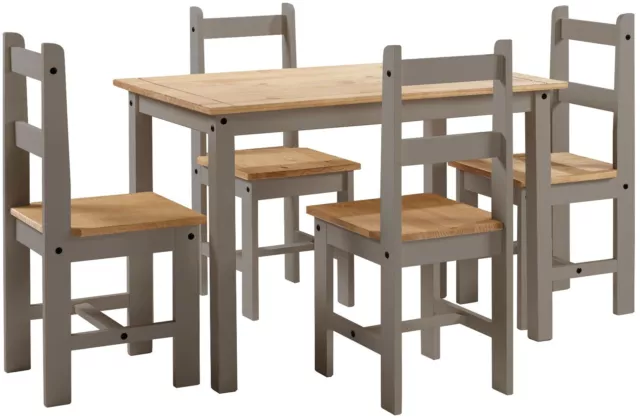 Corona Dining Table & 4 Chairs Grey Wax Budget Set by Mercers Furniture®